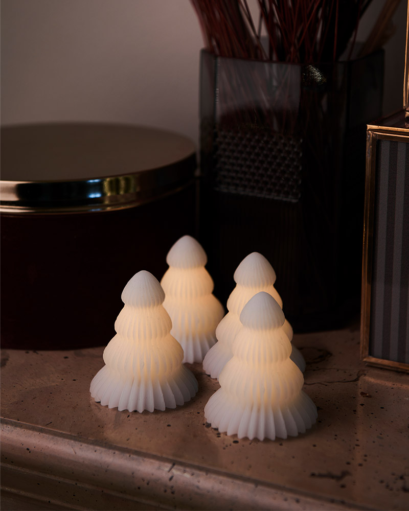 Claire Chrsitmas Tree mini, 4 pcs set, H7cm, White