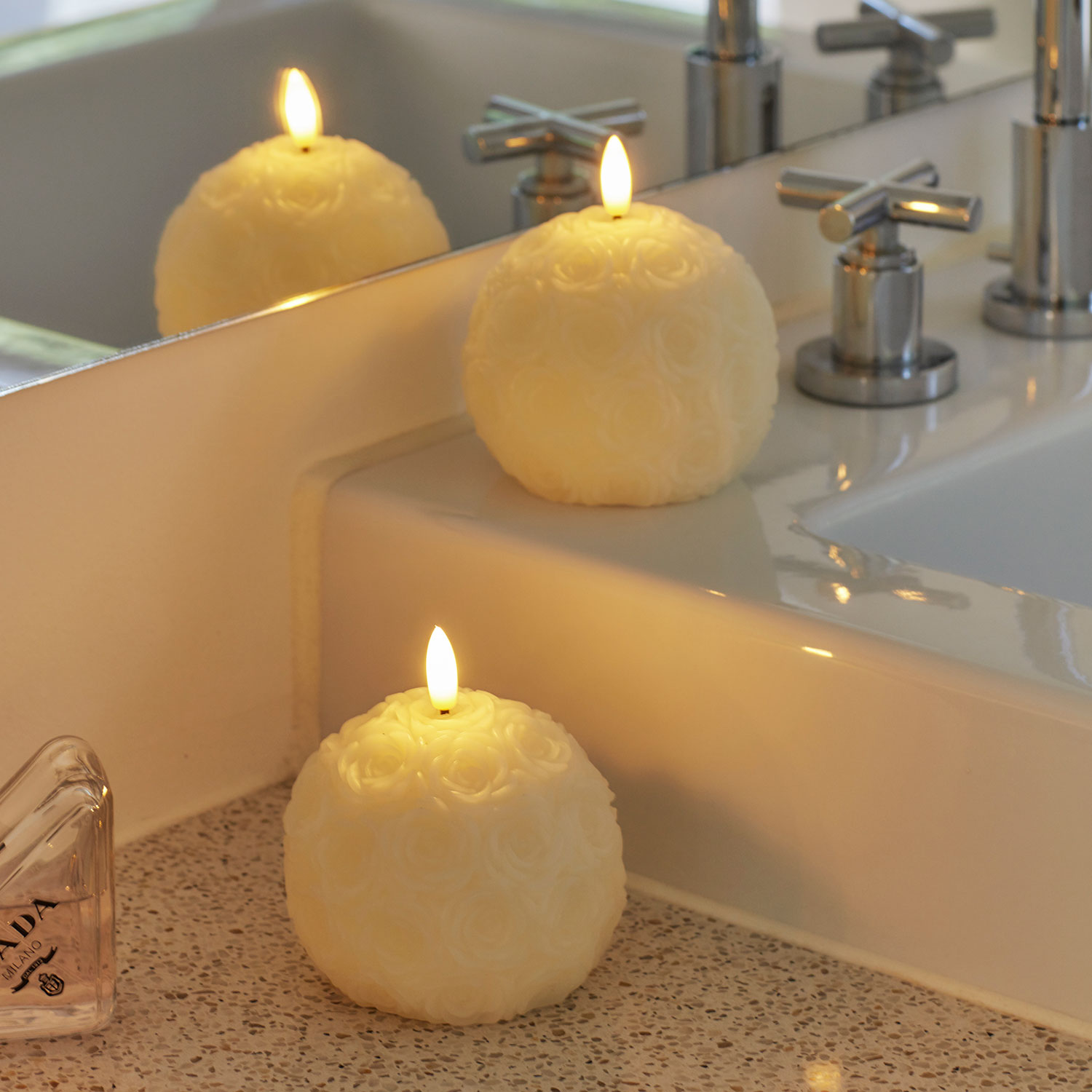 Rosalina Ø8.3x7cm, 2 pcs, Cream