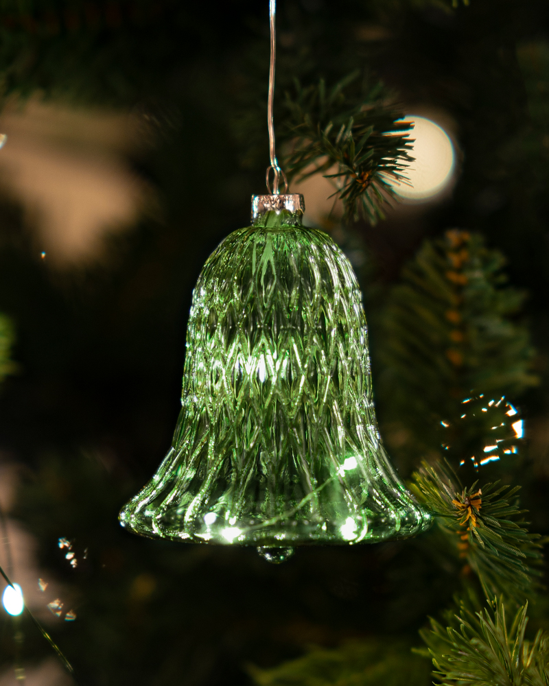 Luna Bell with 5 LED, H: 10 cm, Green