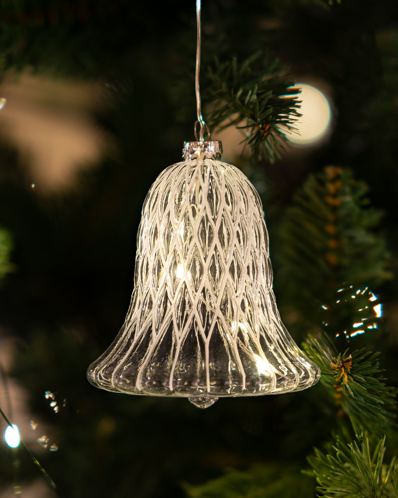 Luna Bell with 5 LED, H: 10 cm, Clear/White