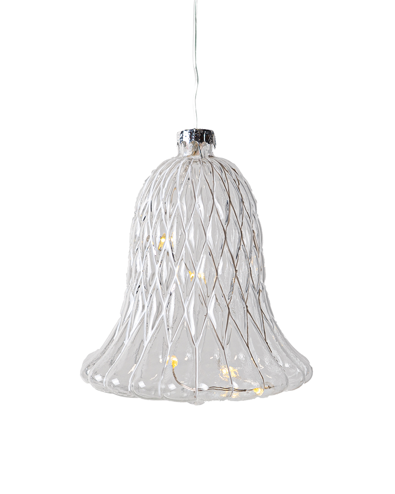 Luna Bell with 5 LED, H: 10 cm, Clear/White