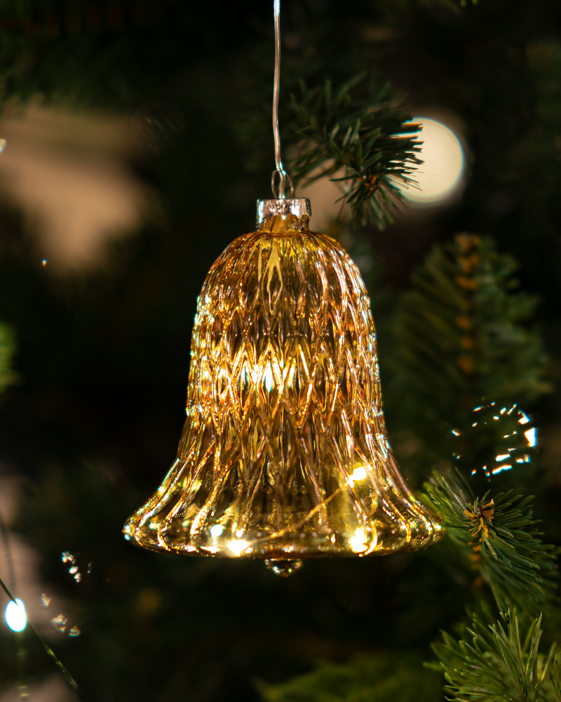 Luna Bell with 5 LED, H: 10 cm, Golden/Amber