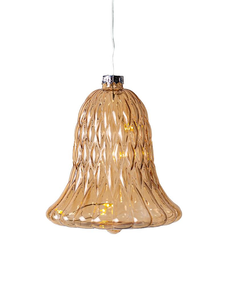 Luna Bell with 5 LED, H: 10 cm, Golden/Amber