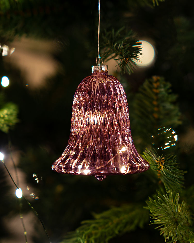 Luna Bell with 5 LED, H: 10 cm, Bordeaux