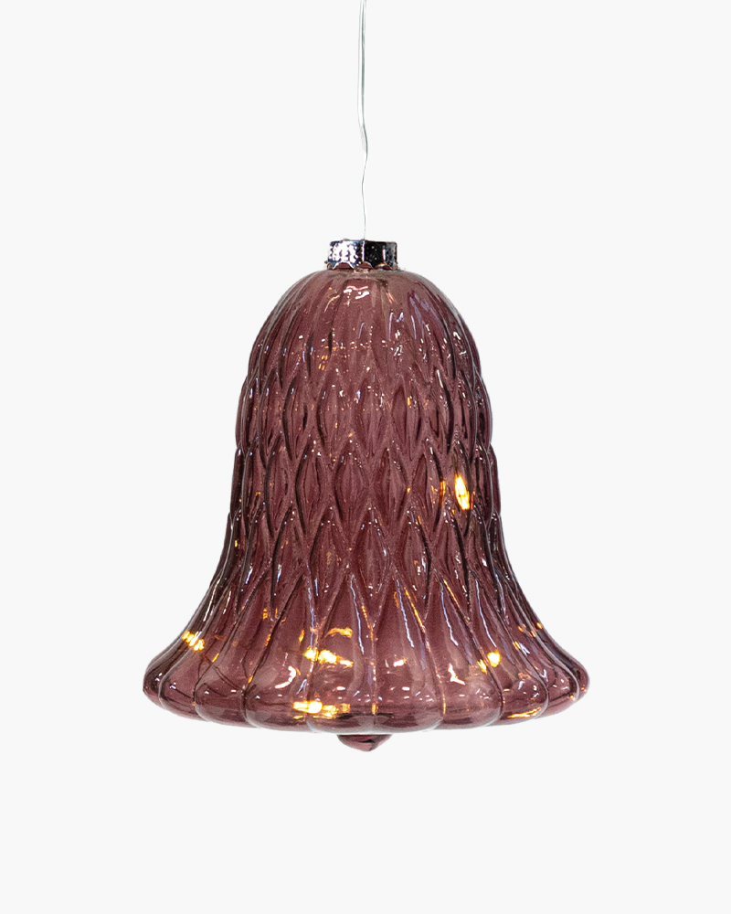 Luna Bell with 5 LED, H: 10 cm, Bordeaux