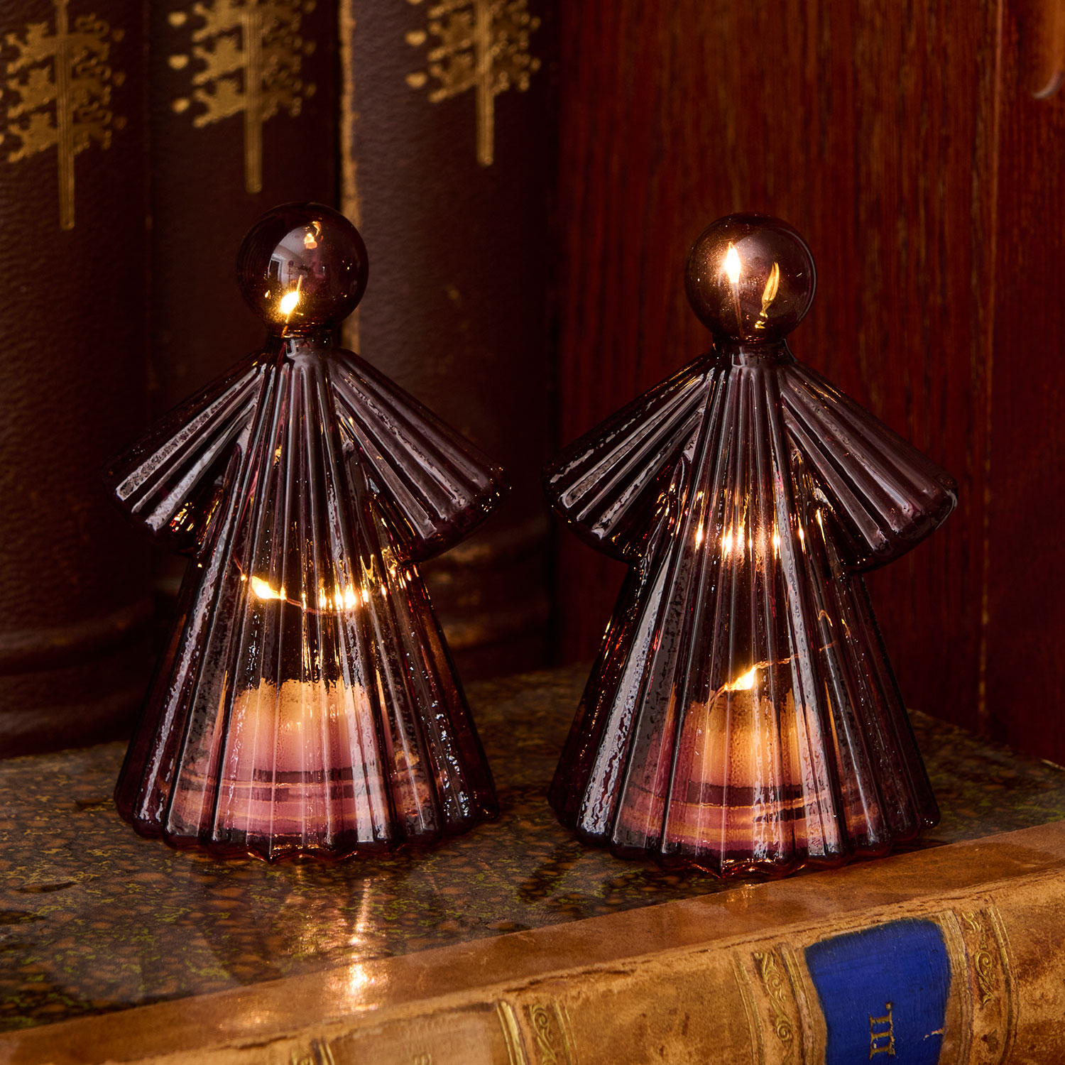 Alberte Angel 10 cm, 2 pcs. set, Bordeaux