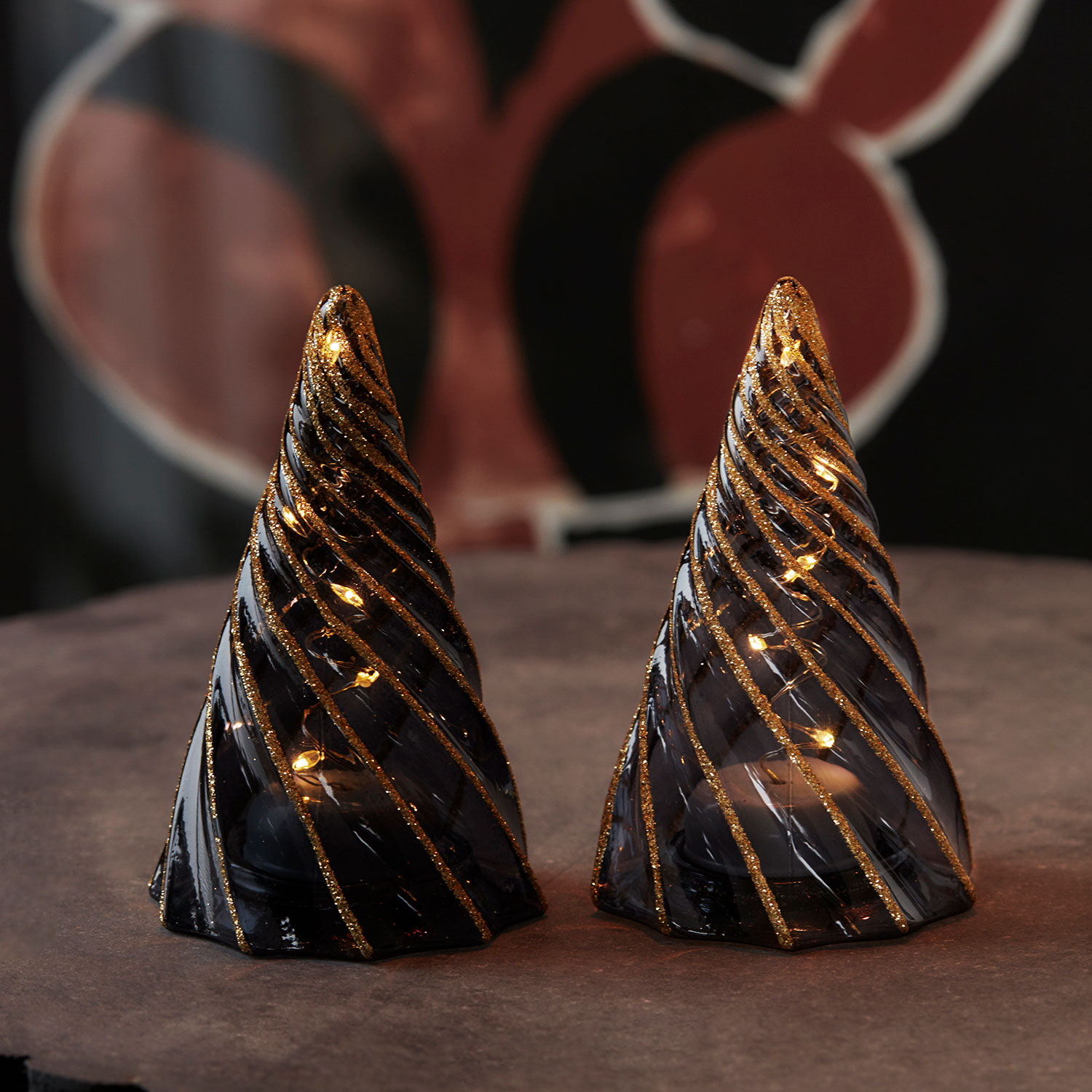 Vilma Tree 2 pcs - 11cm, Black/Gold