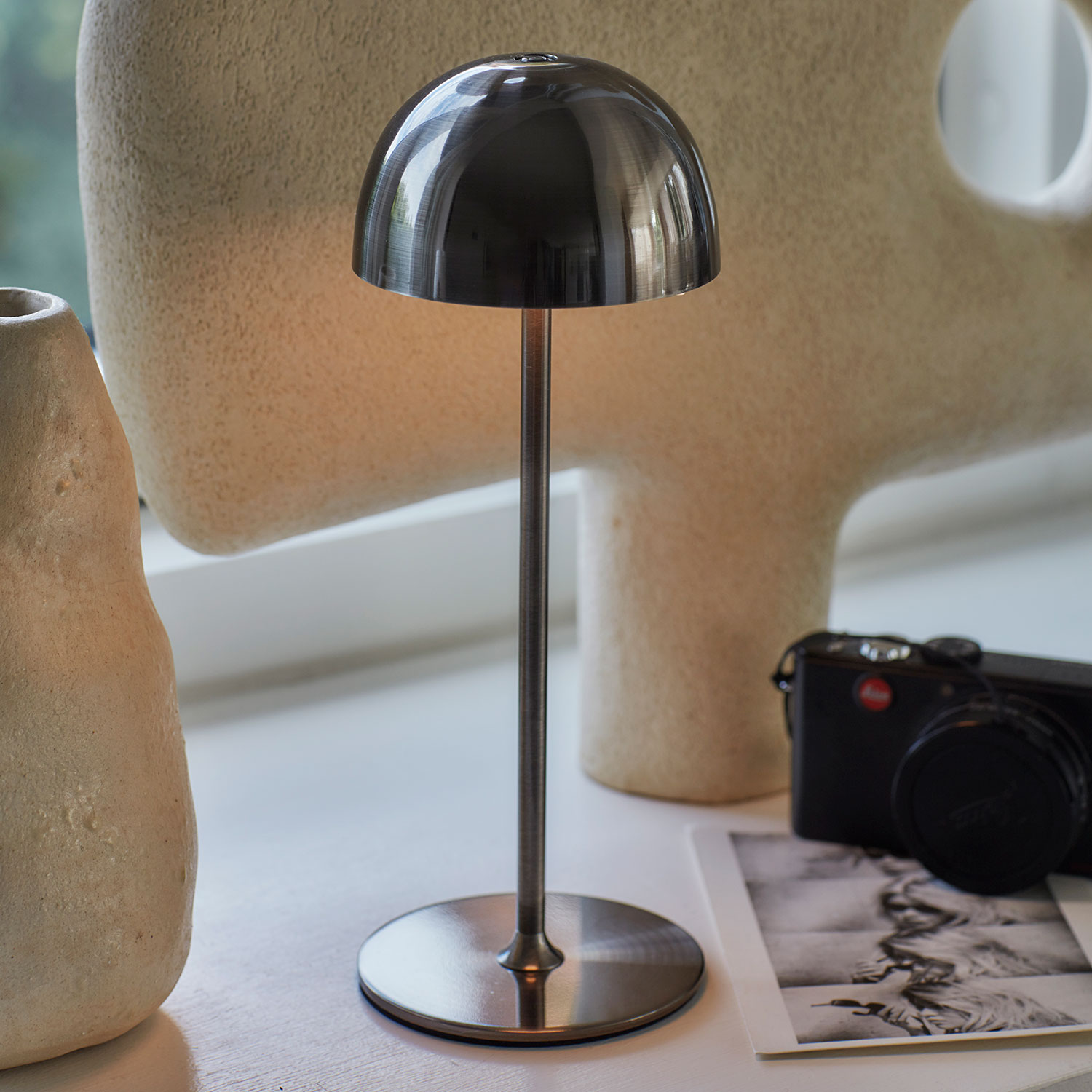 Mini Tim Lamp Rechargeable 16/22cm, Black Nickel