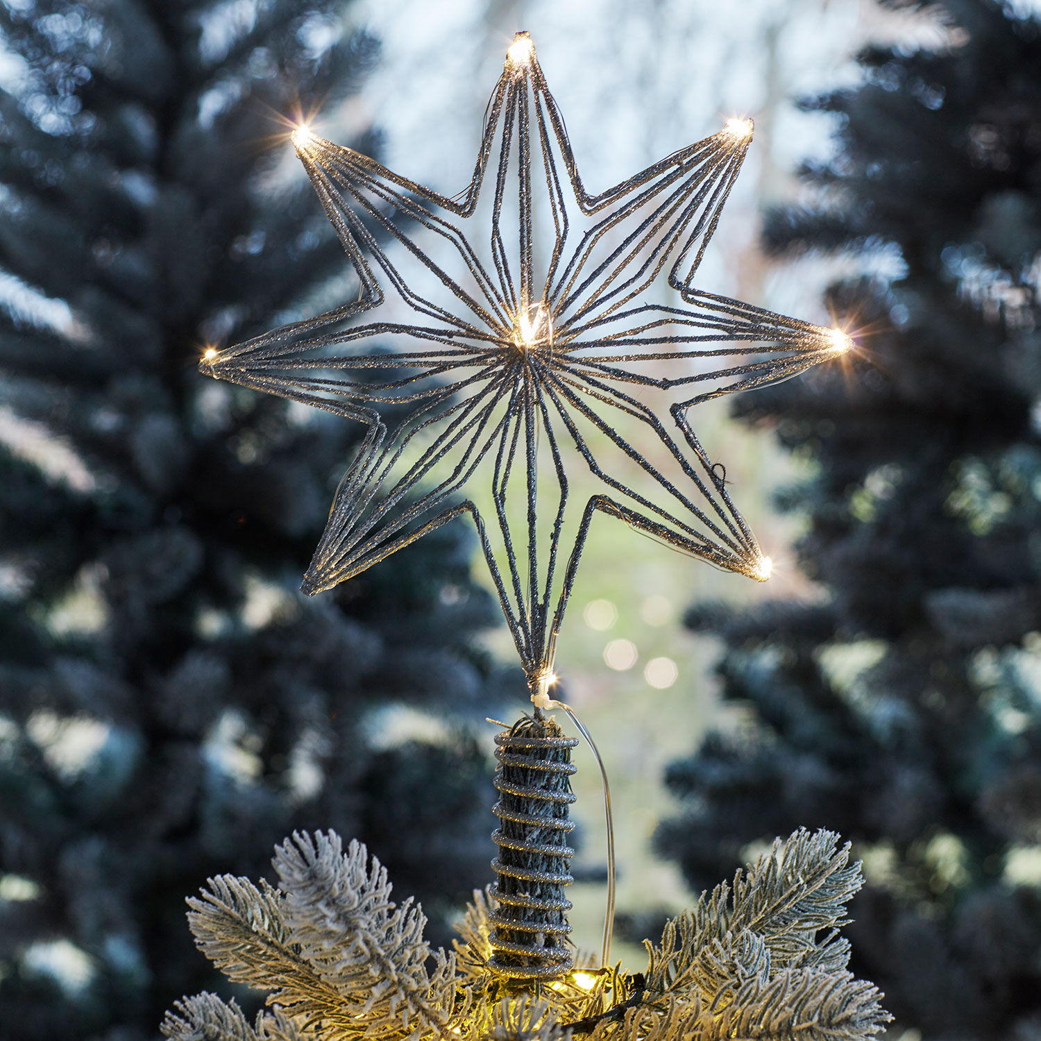 Chloe Christmas Tree Topper Star 23cm, Silver