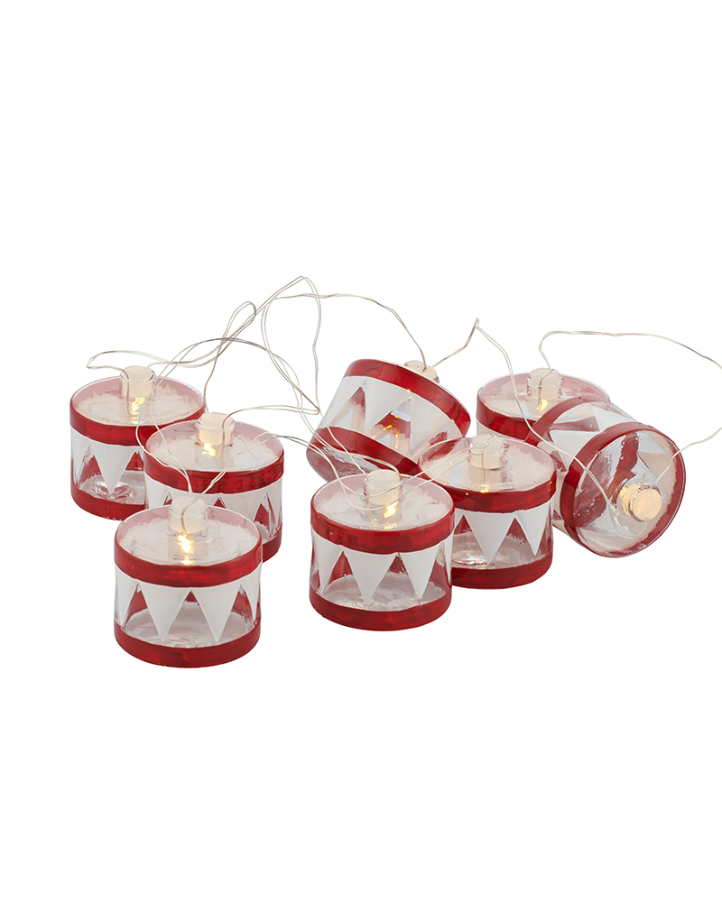 Elly Drum Garland, 8 LED, Red