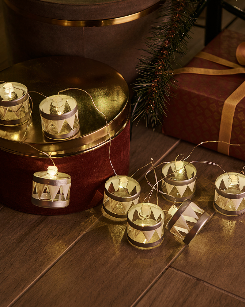 Elly Drum Garland, 8 LED, Silver