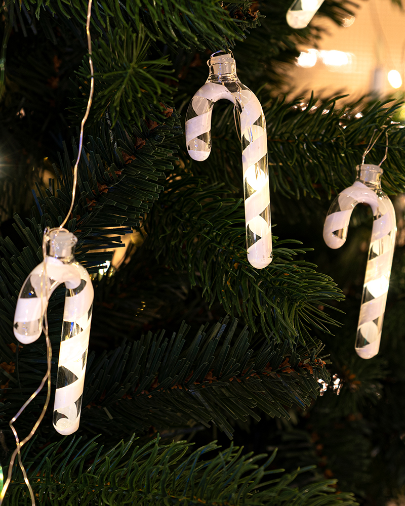 Hannah Candy Cane Garland, White/Clear