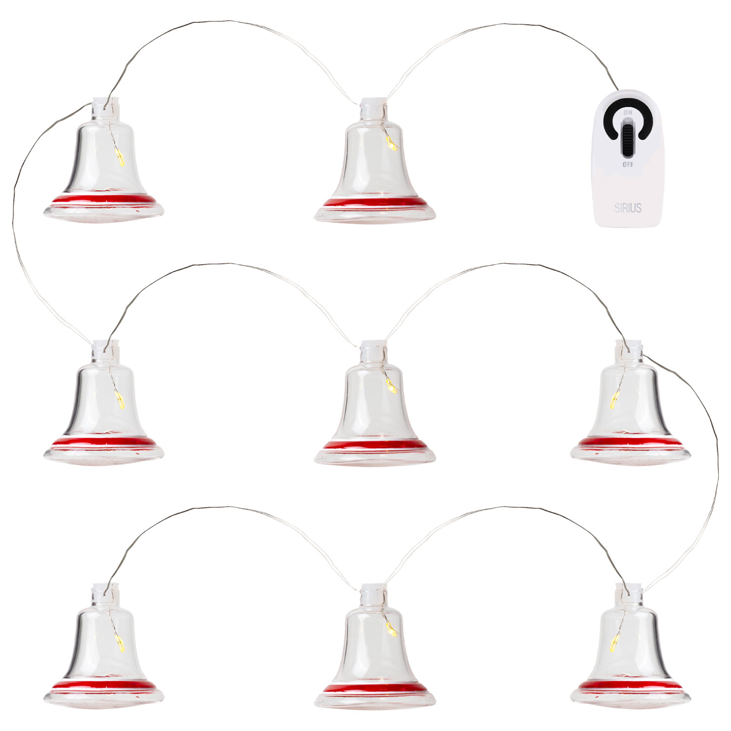 Tiffany Bell Garland 8 LED, Clear/Red