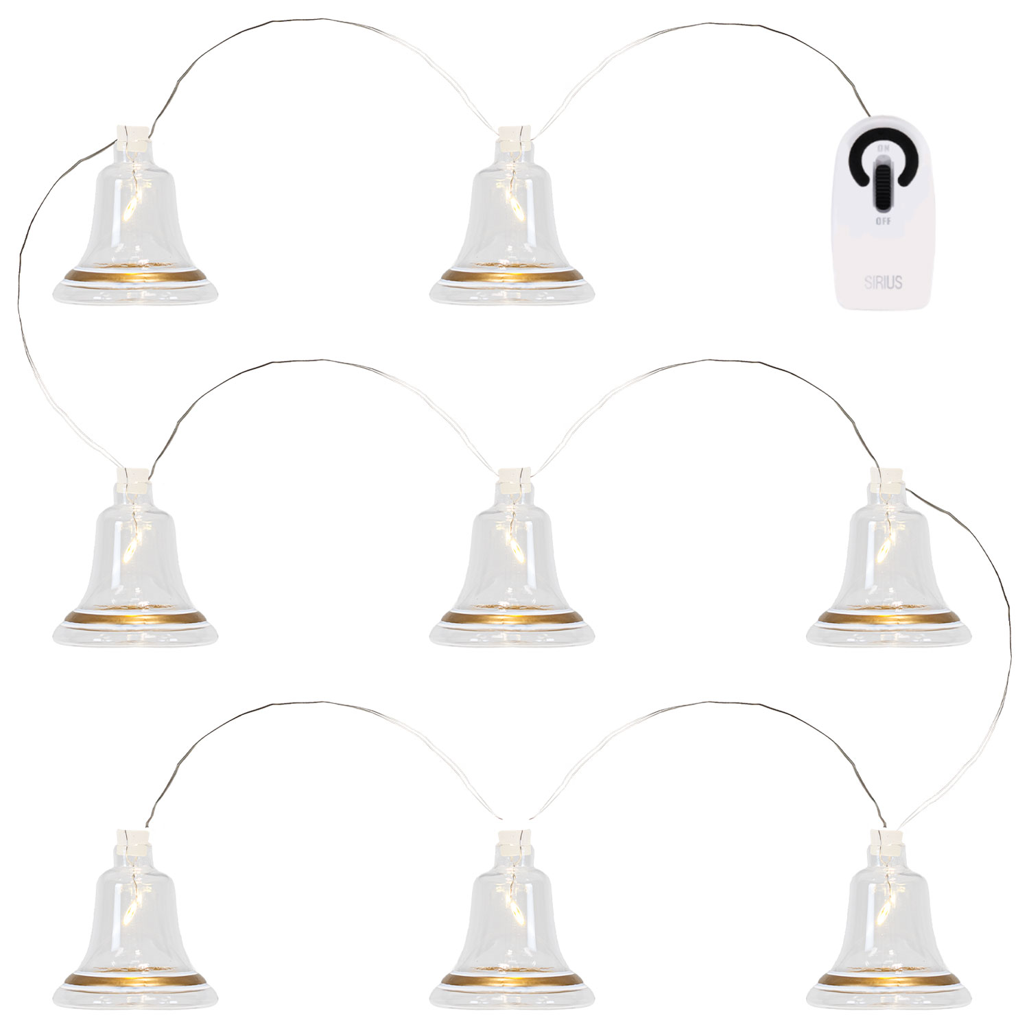 Tiffany Bell Garland 8 LED, Clear/Gold