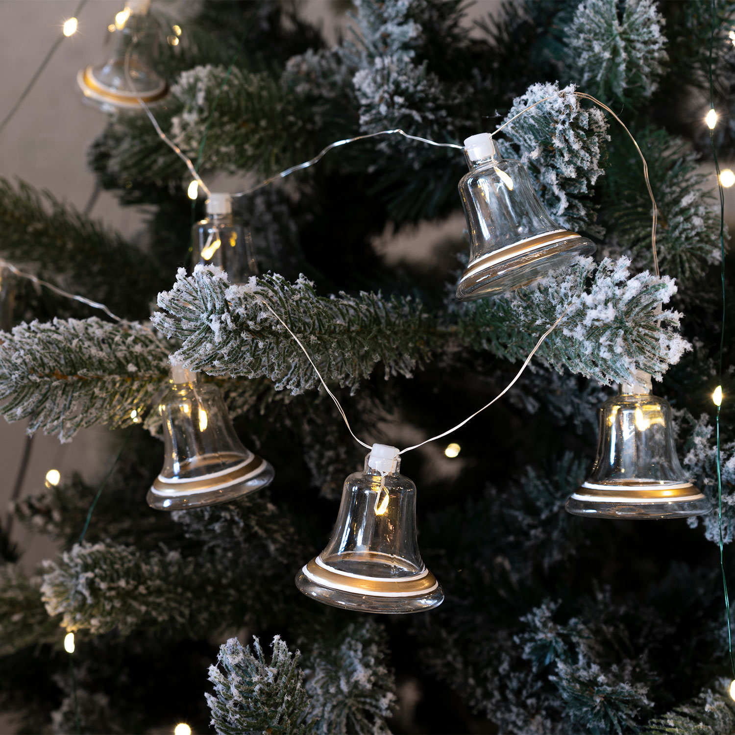 Tiffany Bell Garland 8 LED, Clear/Gold