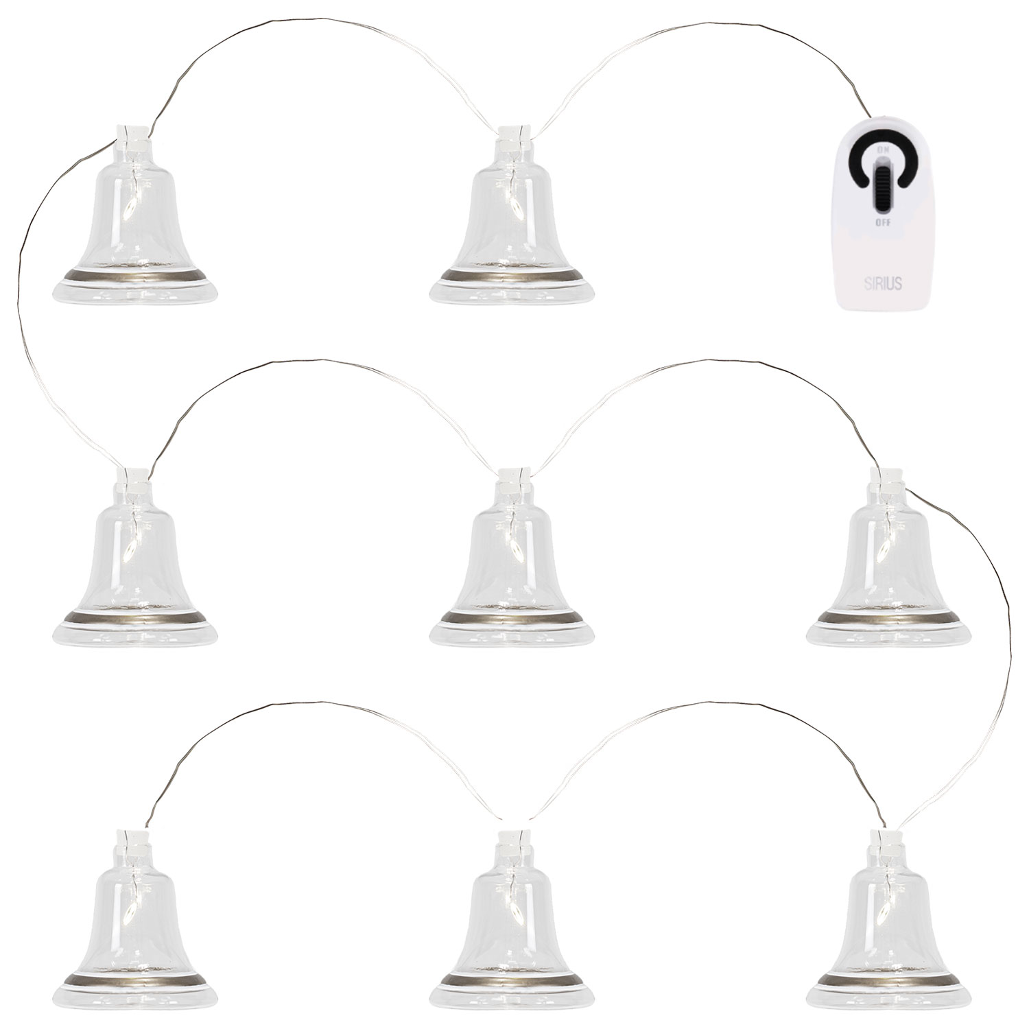 Tiffany Bell Garland 8 LED, Clear/Silver