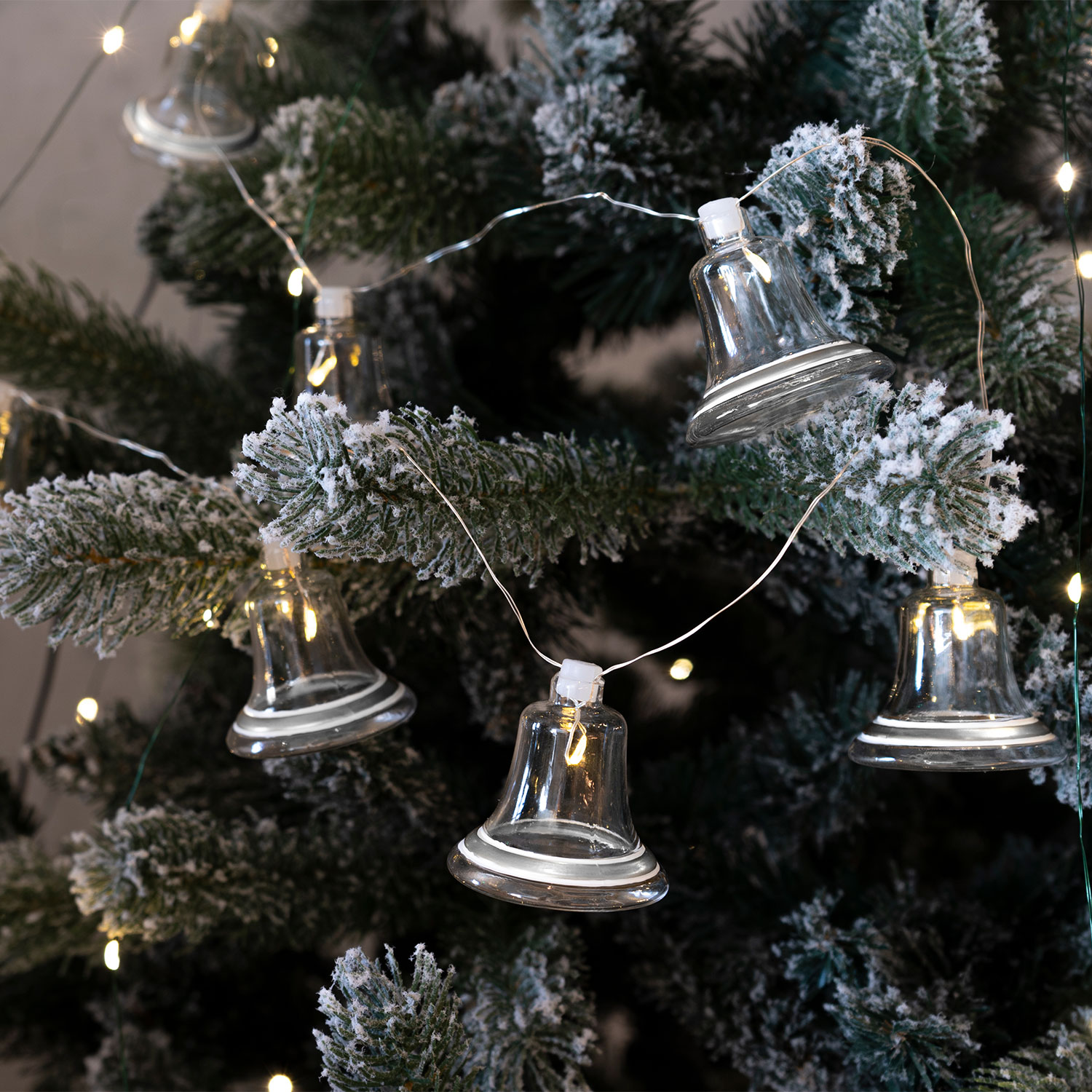 Tiffany Bell Garland 8 LED, Clear/Silver