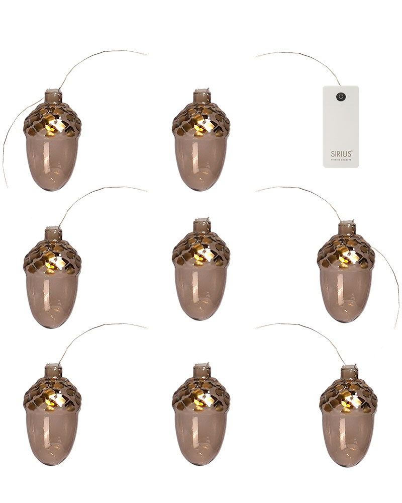 Celina Acorn Garland, 8 LED, Dark Oak/Gold