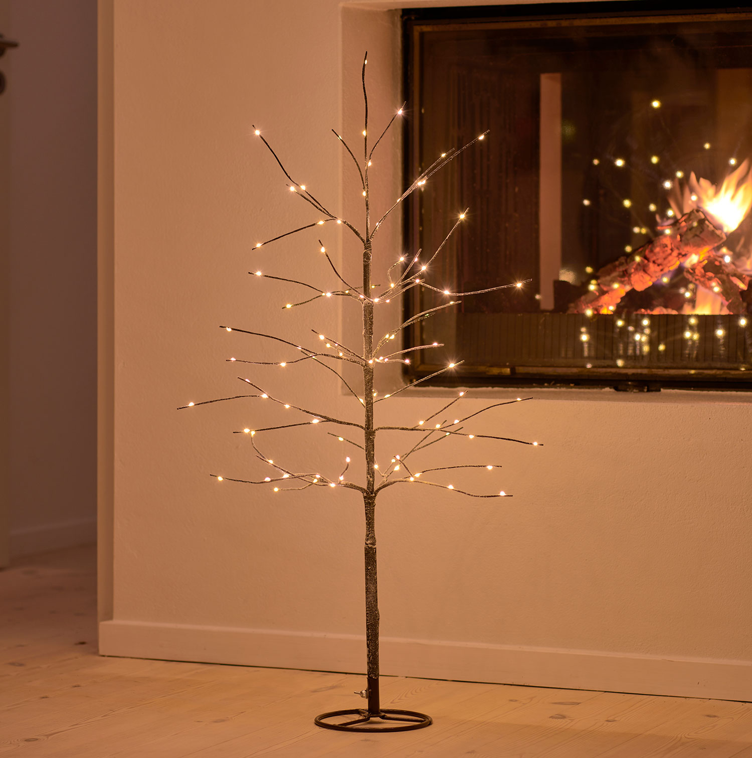 Kira Tree 90cm, Brown/Snowy White - 96 LED
