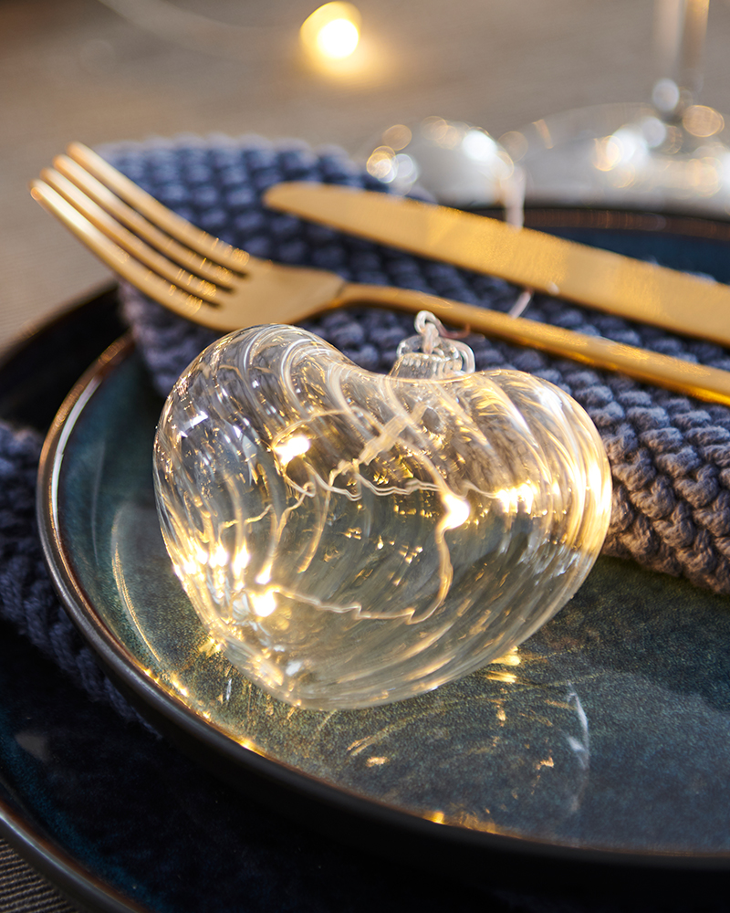 Wave Heart, Ø8 cm, Clear