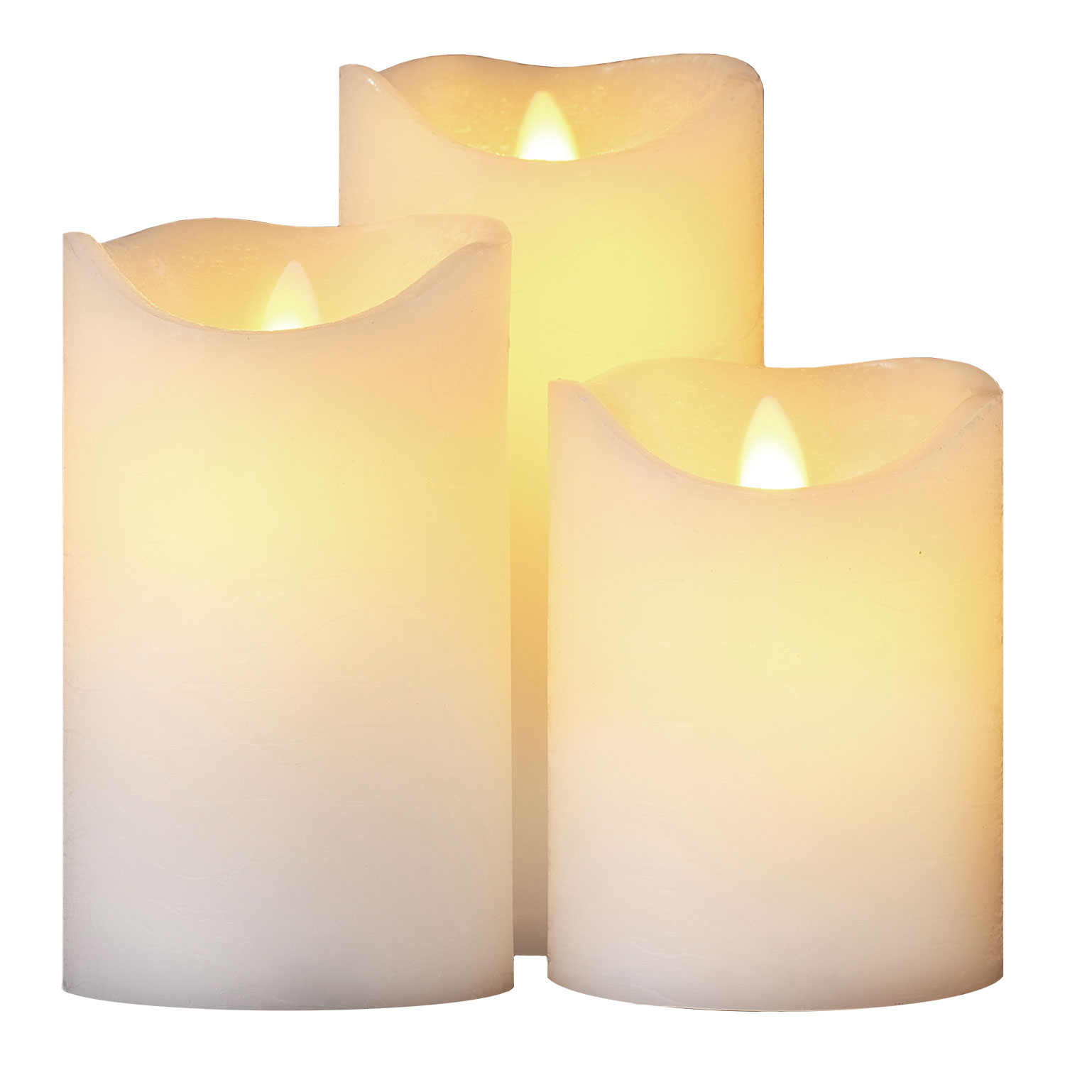 Sara Pillar Candles 3 pcs set, Ø7.5 x 10/12.5/15cm, Almond