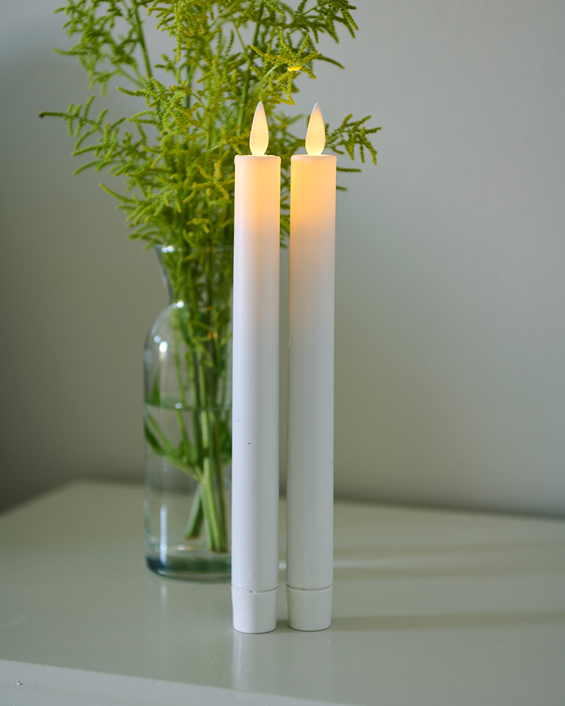 Sara Rechargeable Taper Candles 2 pcs Ø2 x 25cm, White