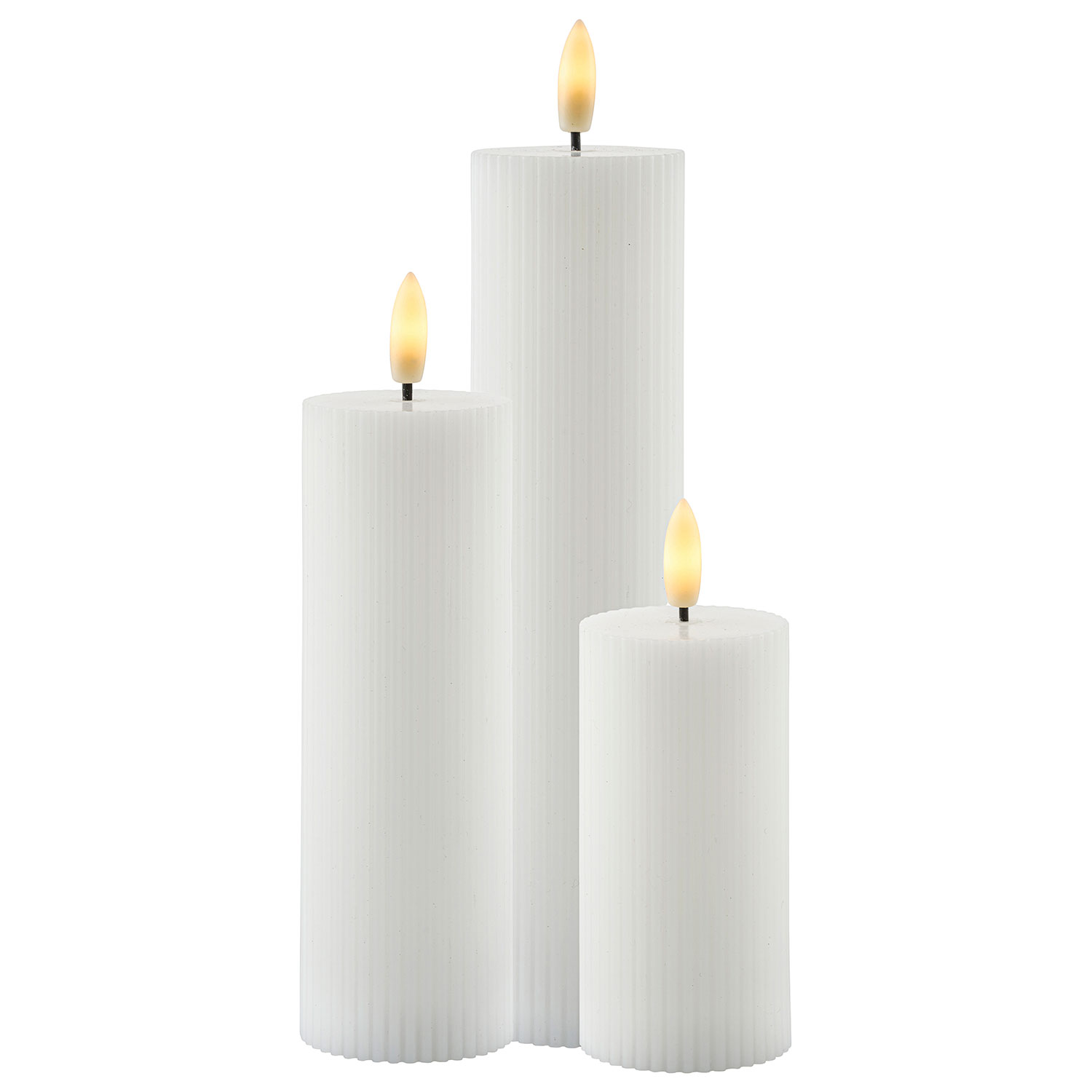 Smilla 3 pcs set Rechargebale, Ø5xH10/12,5/15cm, White