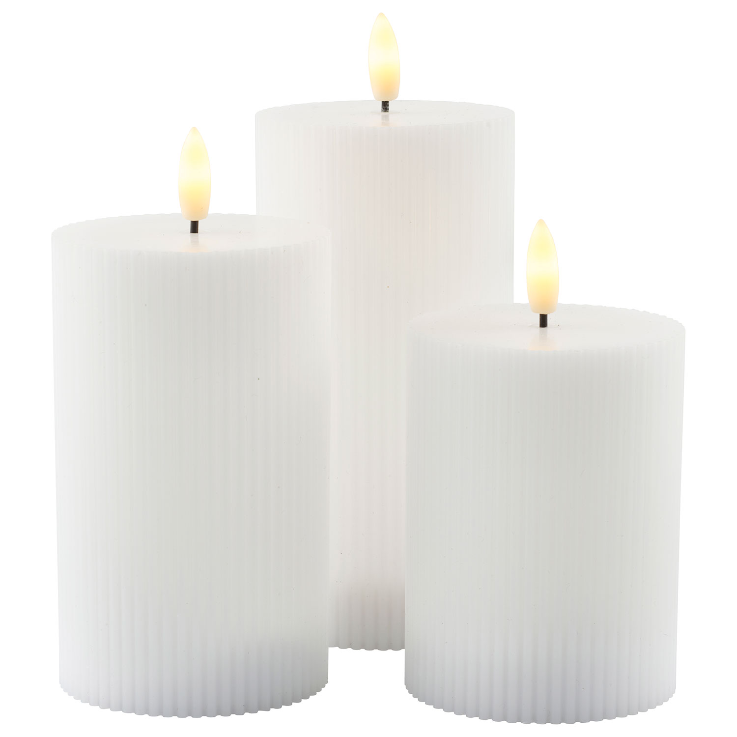 Smilla 3 pcs set Rechargeable, Ø7,5xH10/12,5/15cm, White