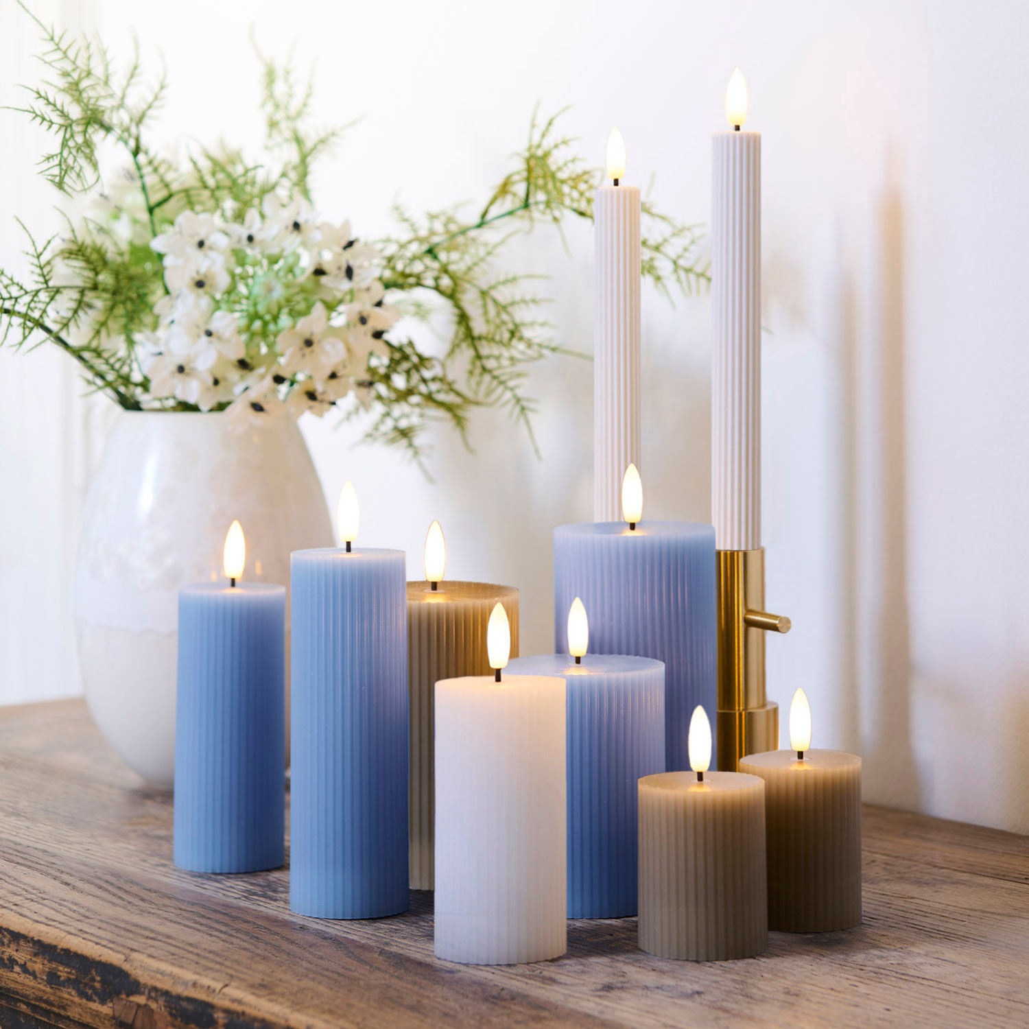 Smilla 3 pcs set Rechargeable, Ø7,5xH10/12,5/15cm, White