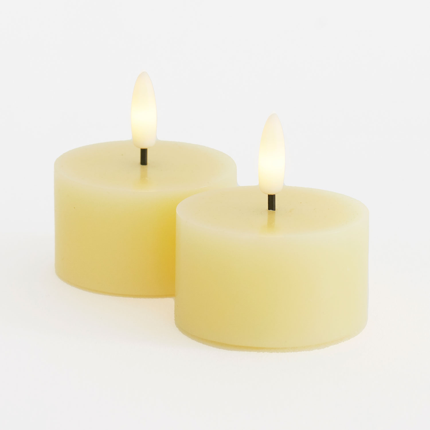 Sille Tealight 2 pcs, Ø6 x 3.4cm, Pale Yellow