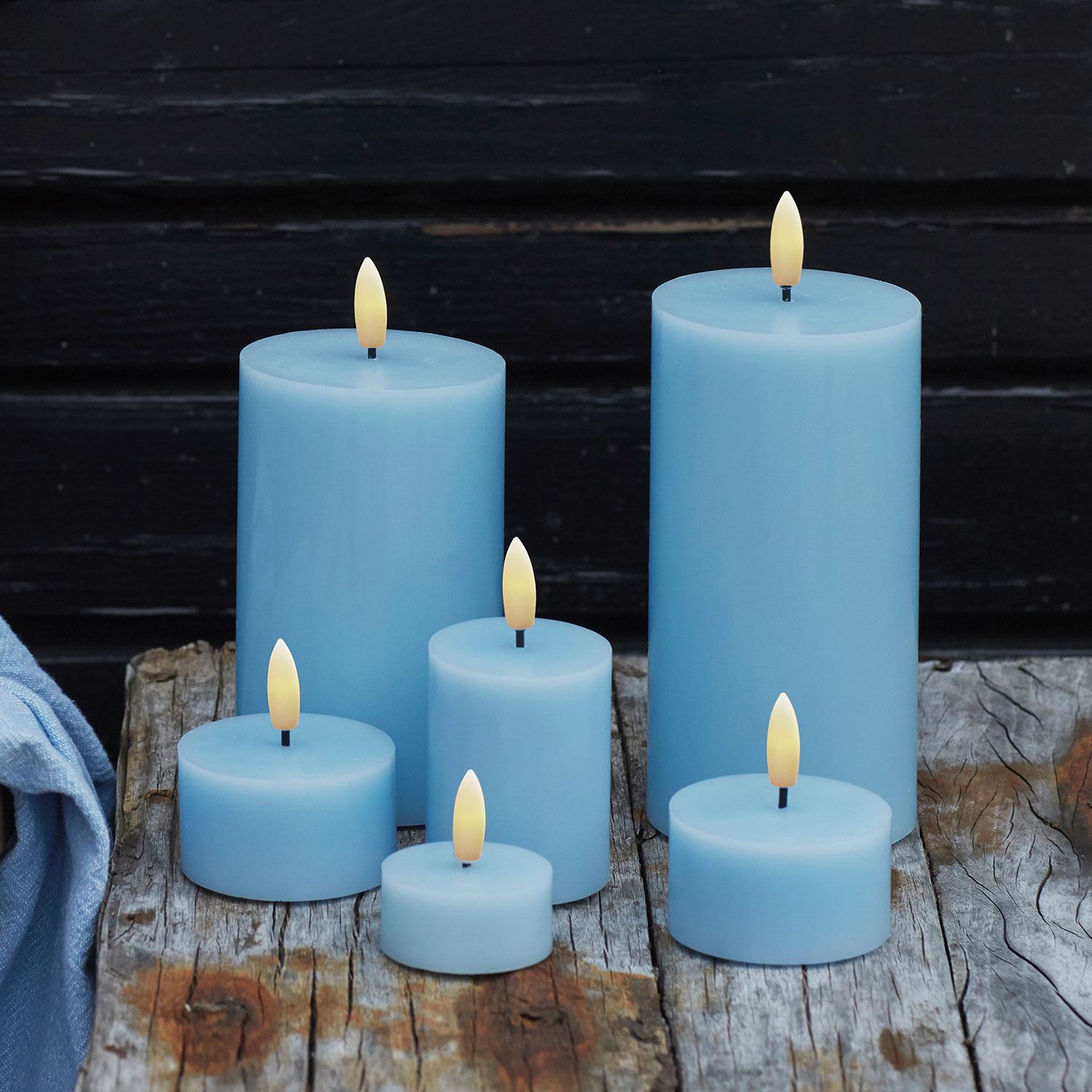 Sille Tealight 2 pcs, Ø4.5 x 2.2cm, Blue Sky