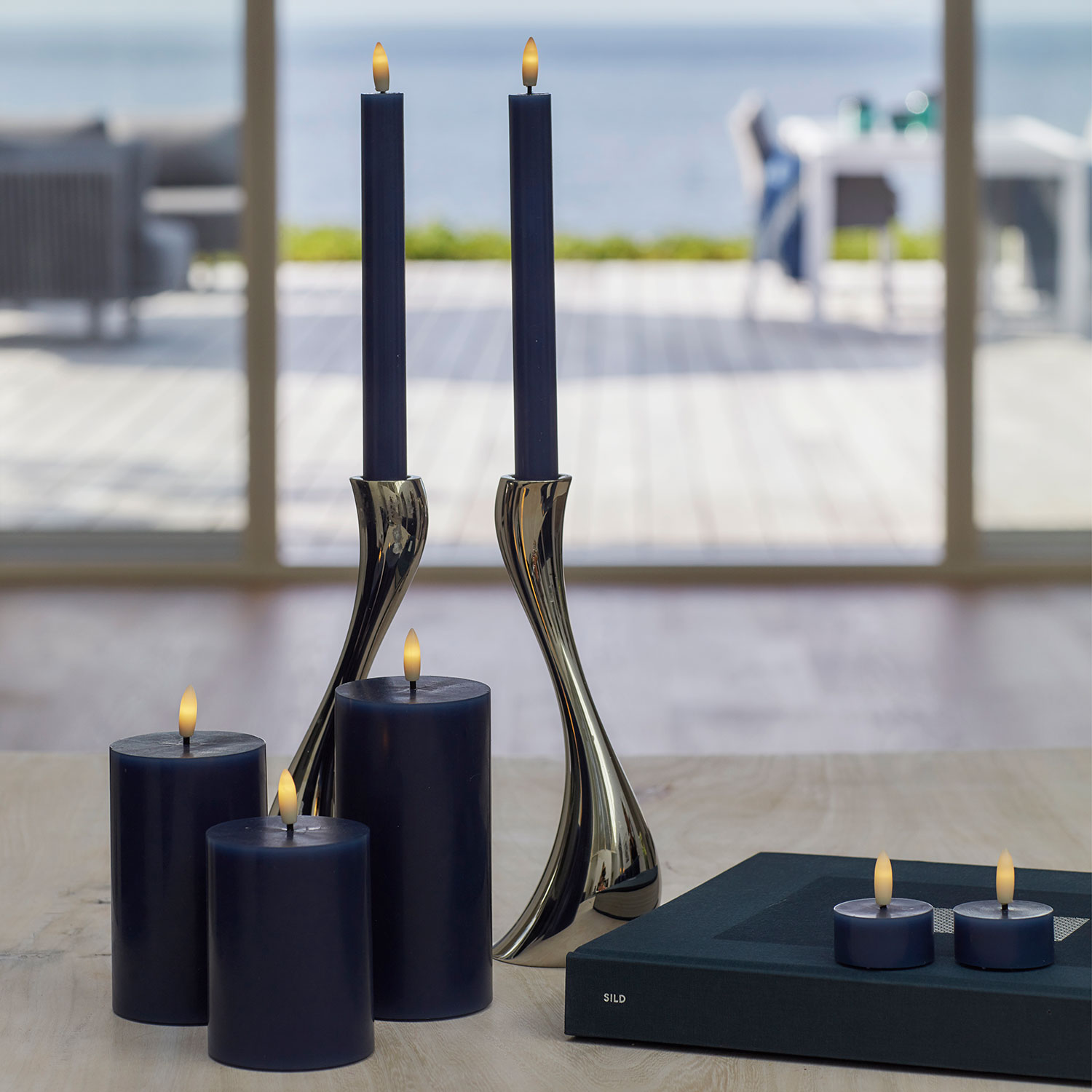 Sille Tealight 2 pcs, Ø4.5 x 2.2cm, Deep Ocean