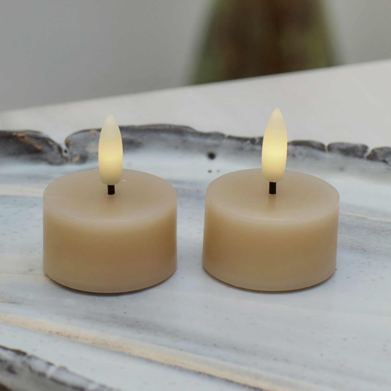 Sille Tealight 2 pcs, Ø4.5 x 2.2cm, Light Caramel