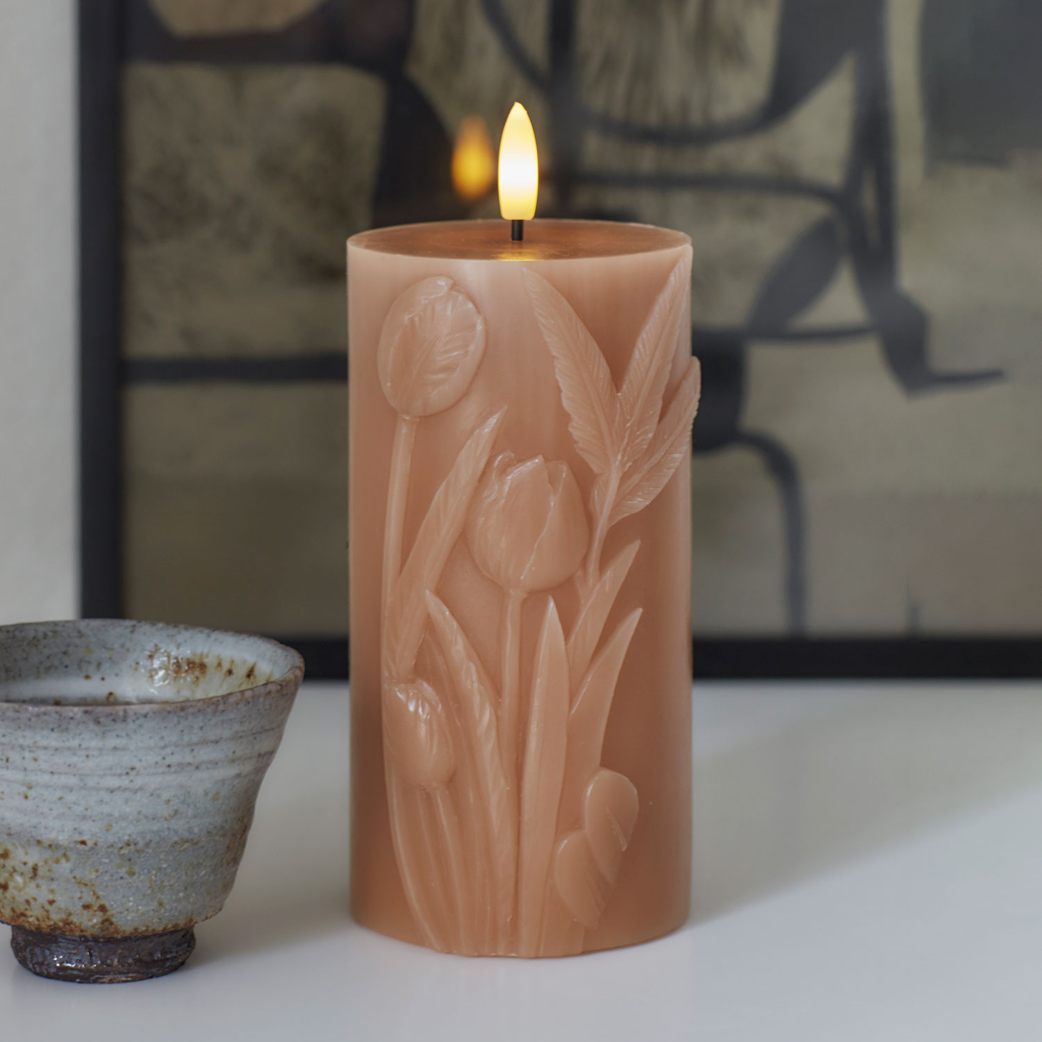 Tulisa Pillar Ø7.8 x 15cm, Caramel