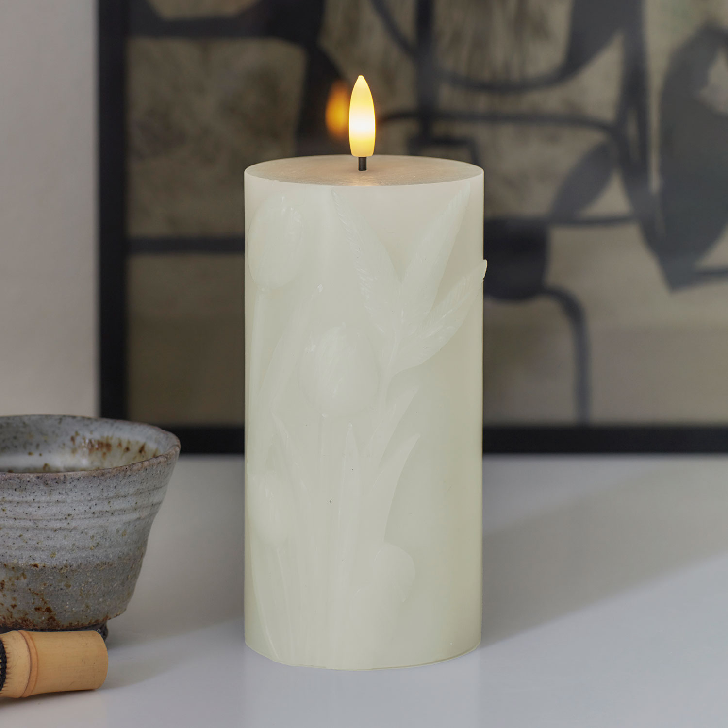 Tulisa Pillar Ø7.8 x 15cm, Cream