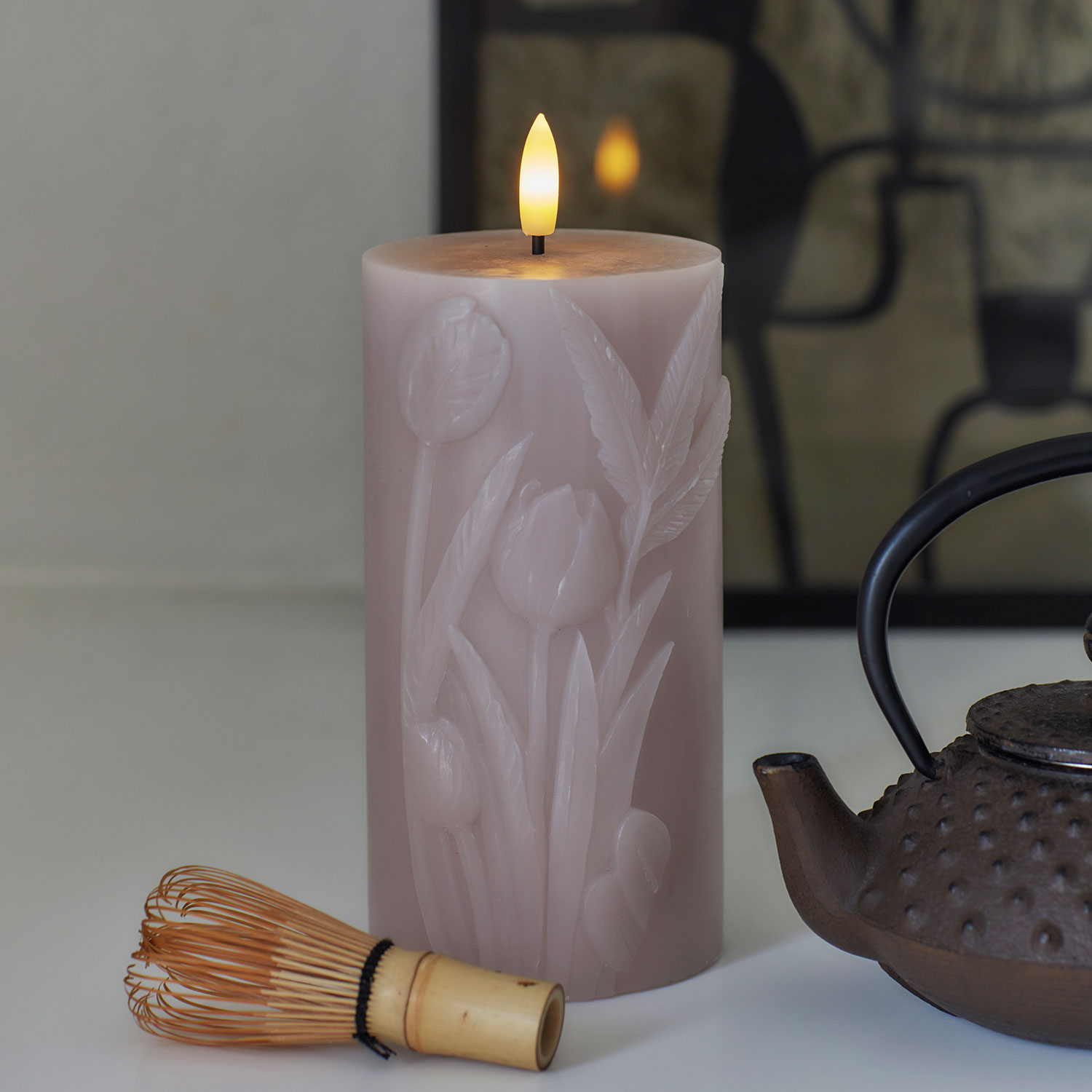 Tulisa Pillar Ø7.8 x 15cm, Mauve Pink