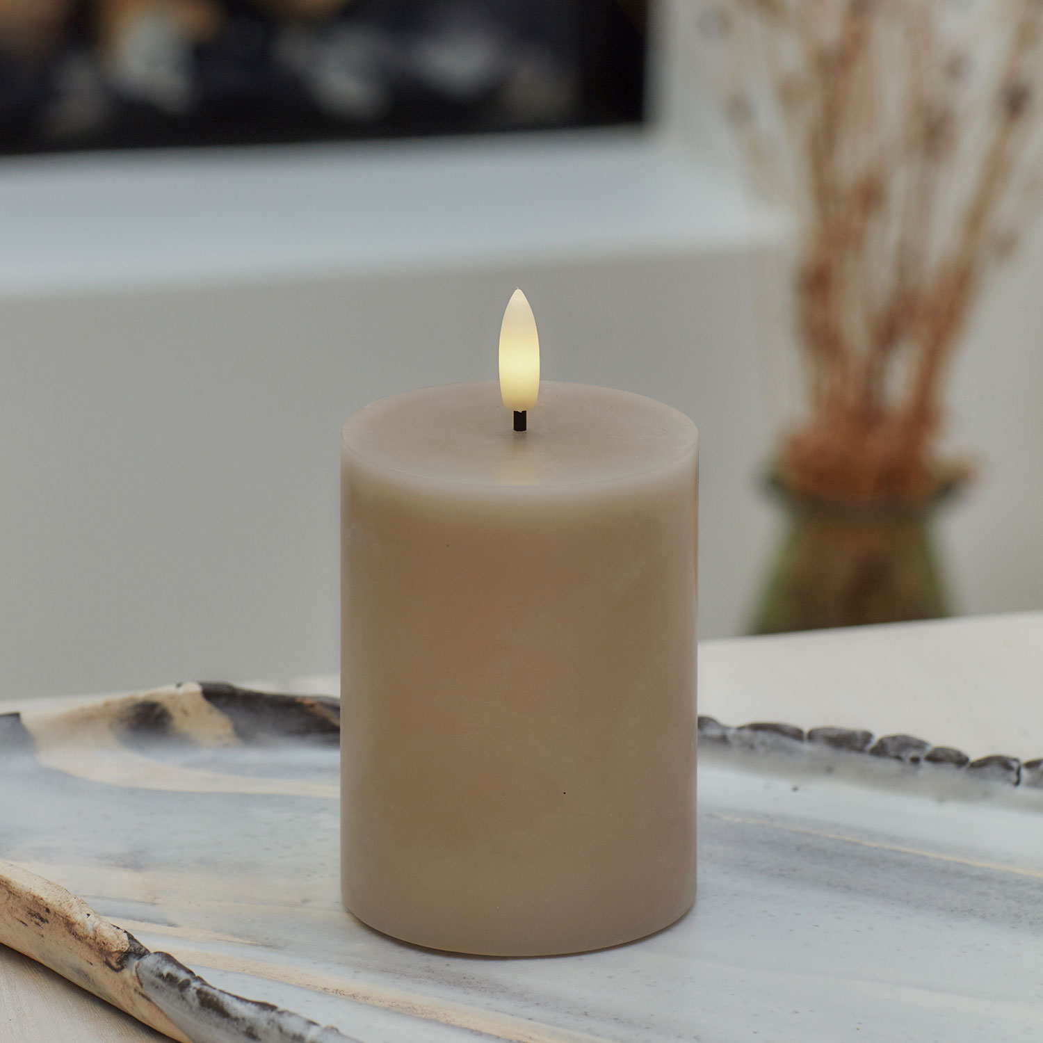 Sille Pillar Ø7.5 x 10cm, Light Caramel