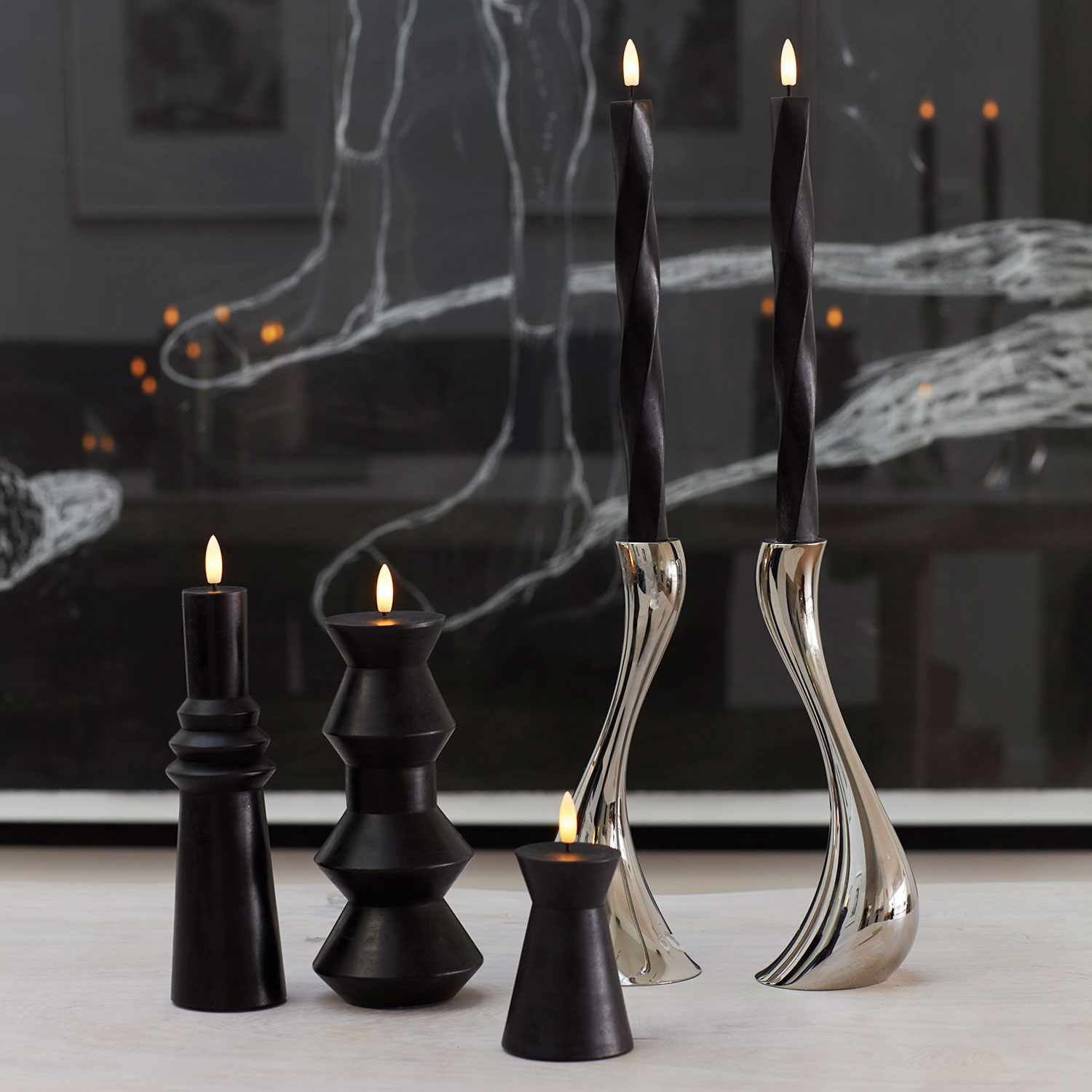 Nordic Sculpture, Sille Ringet Ø6 x 22 cm, Stone Black