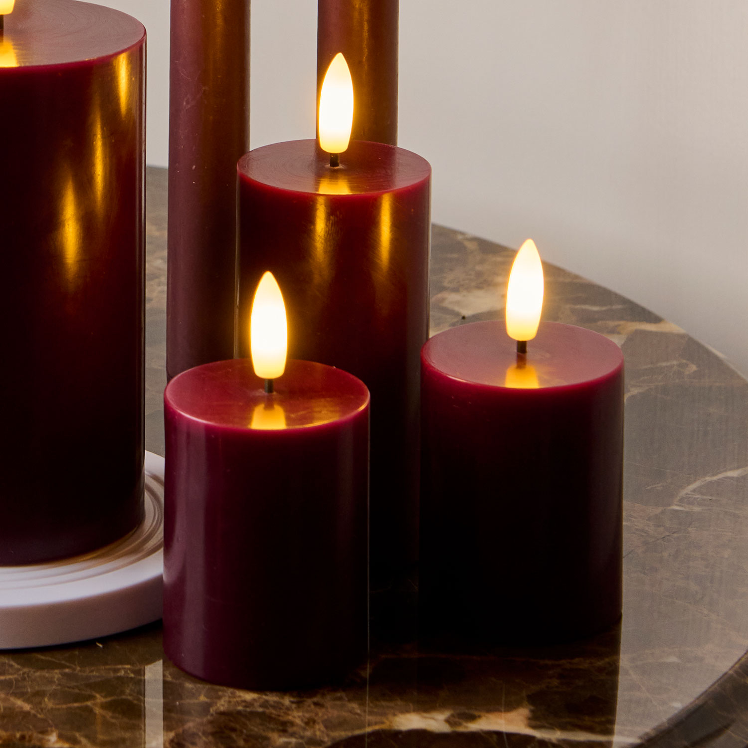 Sille Rechargeable 3 pcs set Ø5 x 10/12,5/15cm, Bordeaux