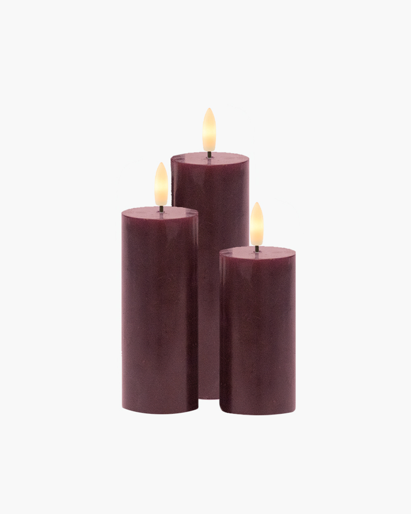 Sille Rechargeable 3 pcs set Ø5 x 10/12,5/15cm, Bordeaux