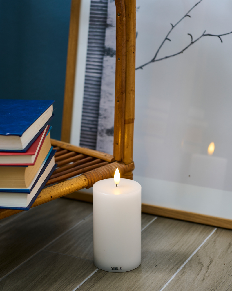 Sille Rechargeable Pillar Candle, Ø7.5 x 12.5cm, White