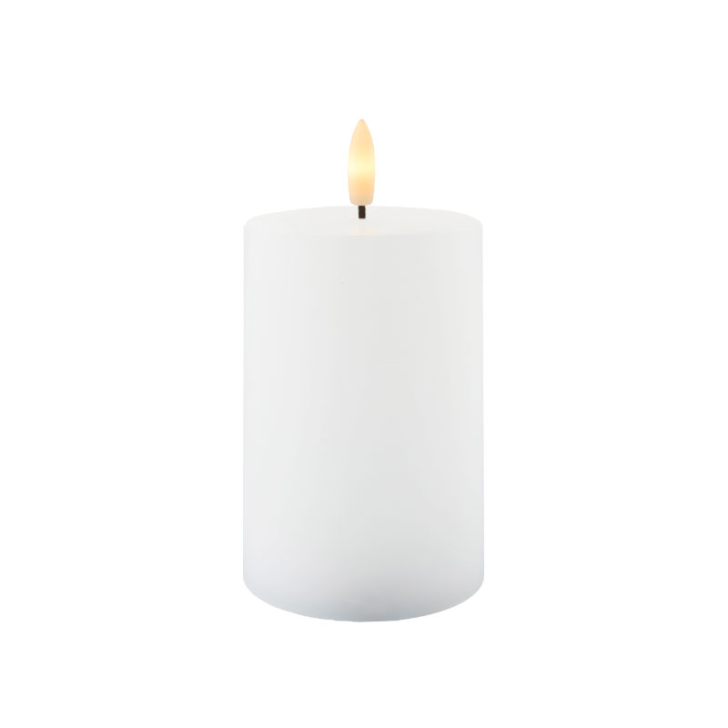 Sille Rechargeable Pillar Candle, Ø7.5 x 12.5cm, White
