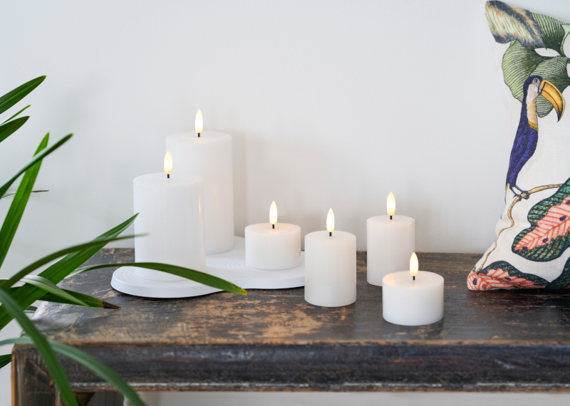 Sille Rechargeable Pillar Candle, Ø7.5 x 12.5cm, White