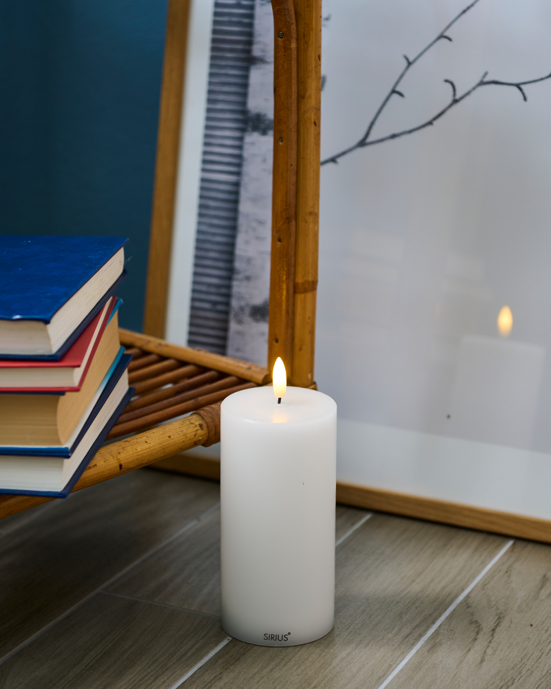 Sille Rechargeable Pillar Candle, Ø7.5 x 15cm, White