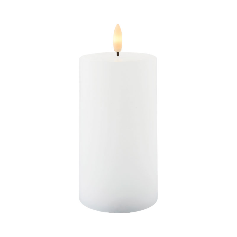 Sille Rechargeable Pillar Candle, Ø7.5 x 15cm, White