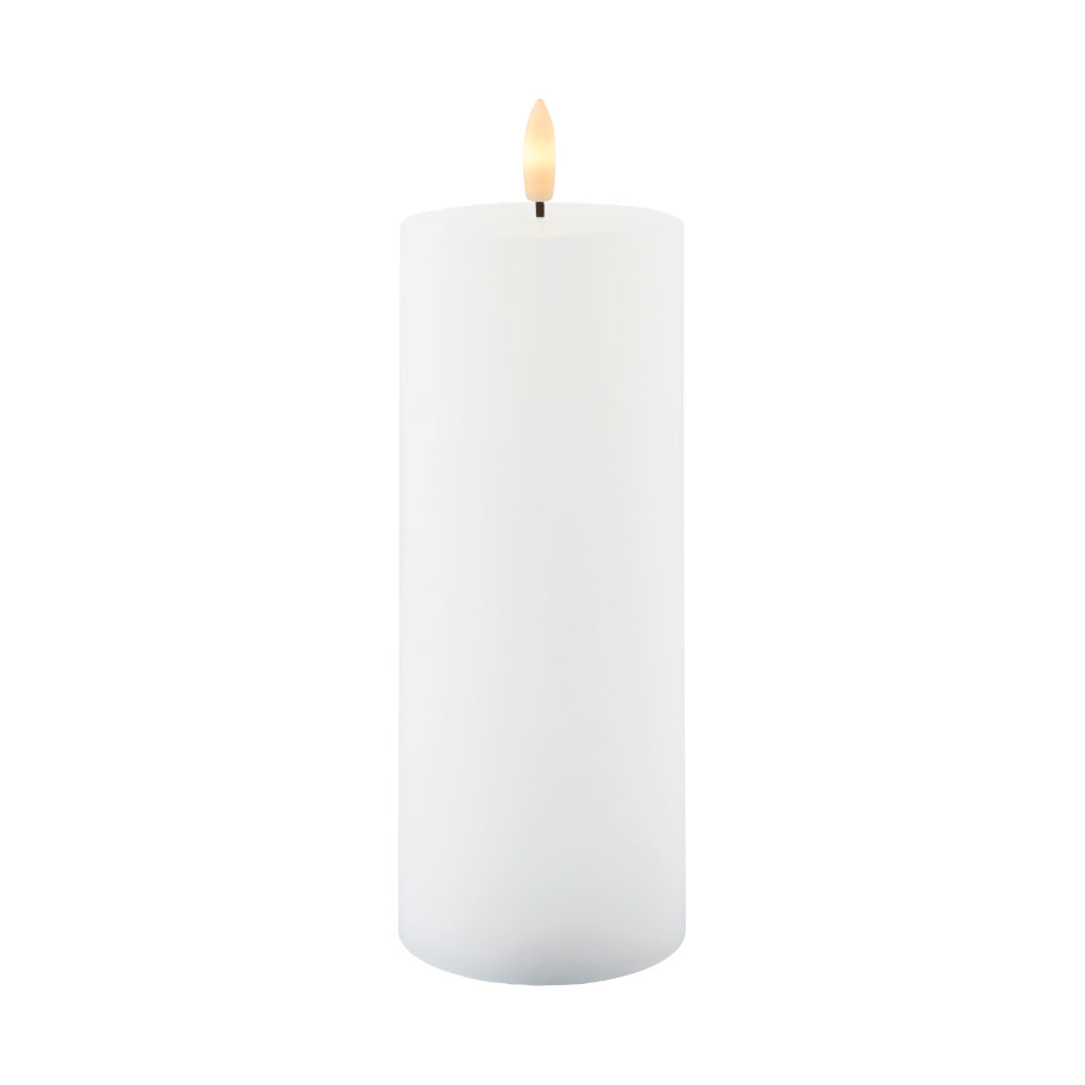 Sille Rechargeable Pillar Candle Ø7.5 x 20cm, White