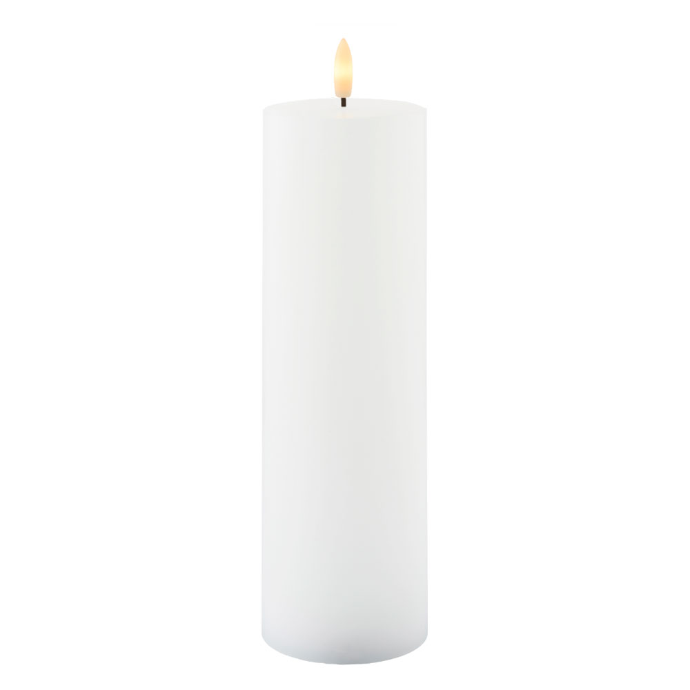 Sille Rechargeable Pillar Candle, Ø7.5 x 25cm, White