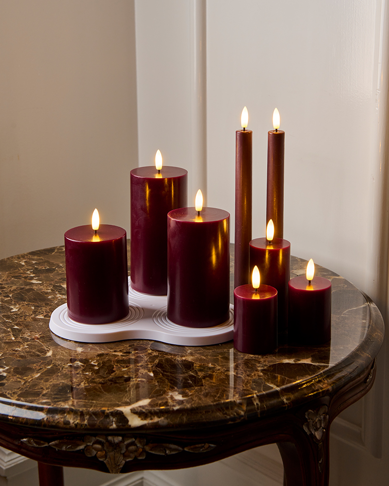 Sille Rechargeable Mini Candles 2 pcs, Ø5 x 6.5cm, Bordeaux
