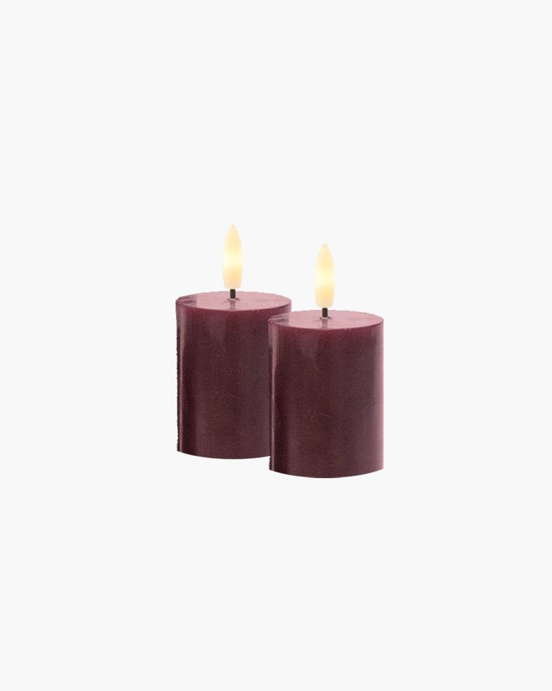 Sille Rechargeable Mini Candles 2 pcs, Ø5 x 6.5cm, Bordeaux