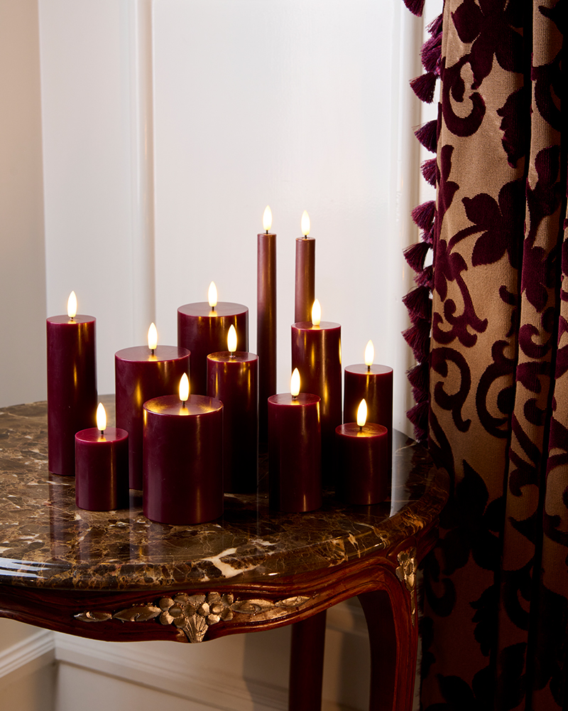 Sille Rechargeable Mini Candles 2 pcs, Ø5 x 6.5cm, Bordeaux